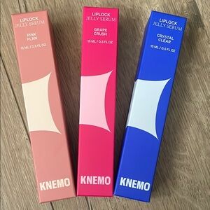 KNEMO Liplock Jelly Serum Set kbeauty pink flan, grape crush, crystal clear NEW